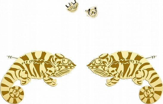 Radziszewska Jewellery Kolczyki Złote Kameleon Sztyfty 925 Prezent Urodziny Dziecko DEDYKACJA