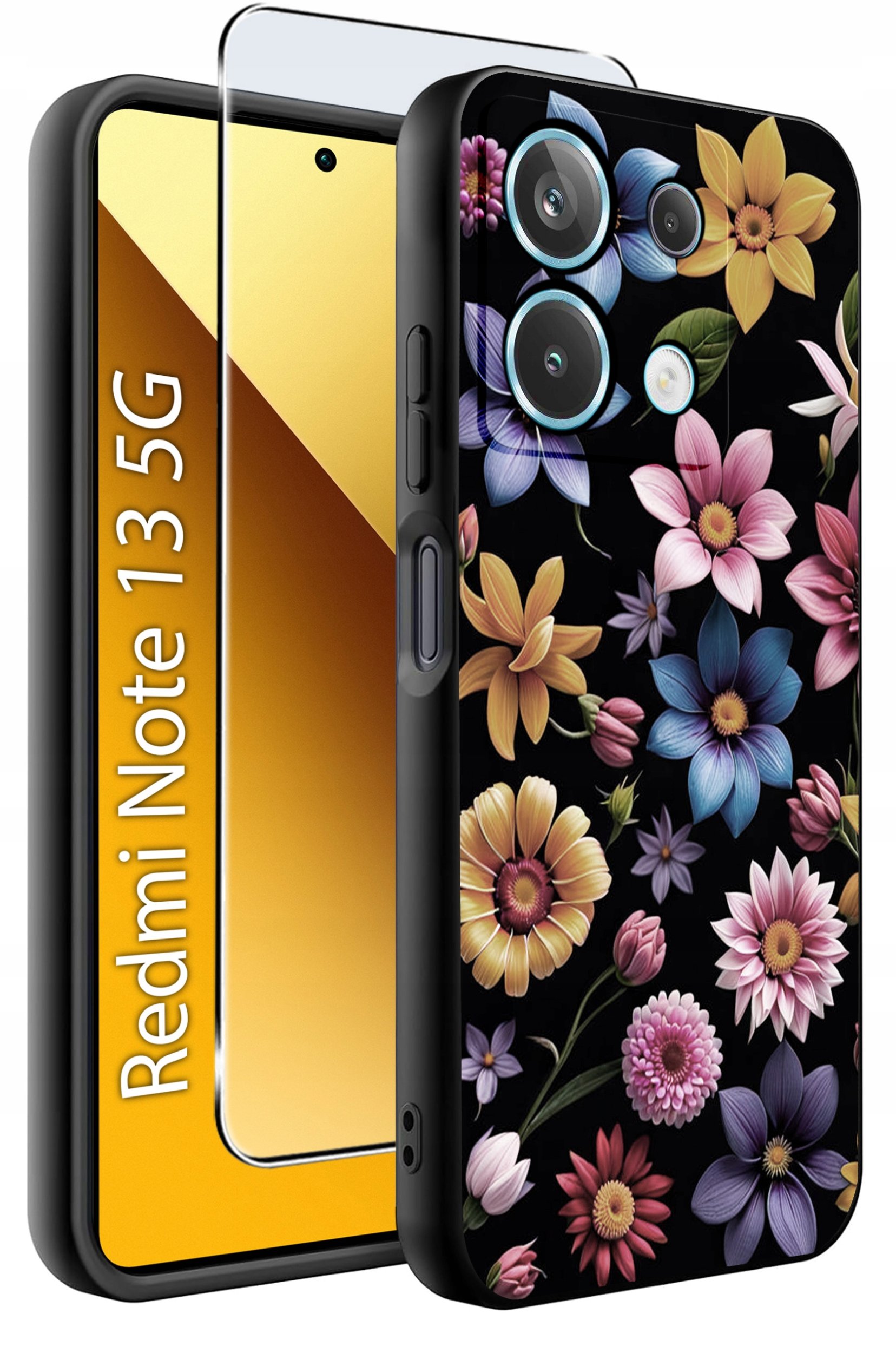 ETUI do Xiaomi Redmi Note 13 5G WZORY |SILIKONOWE MATT CASE +SZKŁO 9H