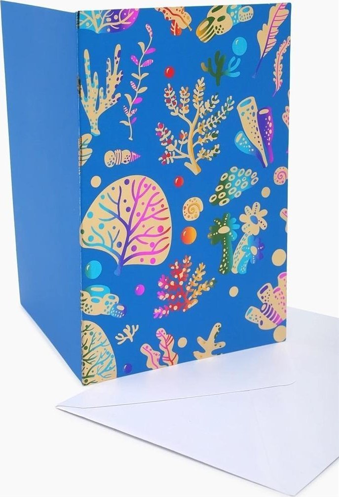 Fresh Karnet B6 YG-20-B109 złocony Koralowce niebieski