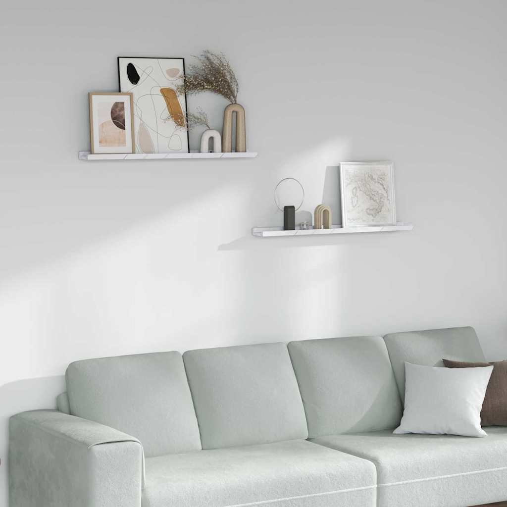 vidaXL Półki ścienne z półką 2 pcs Biały marmur 80 x 9 x 3 cm