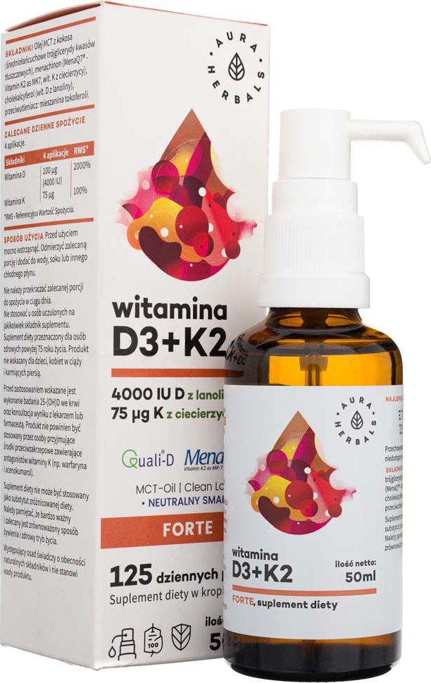 Aura Herbals Aura Herbals Witamina D3 4000 IU + K2mk7 - 50 ml