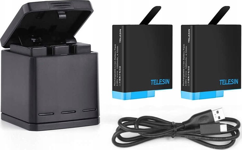 Telesin Ładowarka Usb 2x Bateria Do Gopro Hero 8 / 7 / 6 / 5 Black