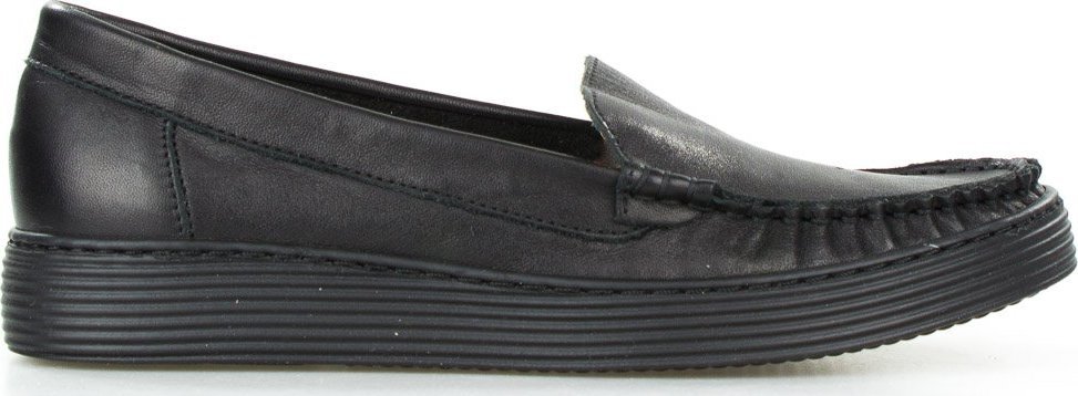 Sempre Mokasyny platformy skórzane matowe czarne Sempre-37