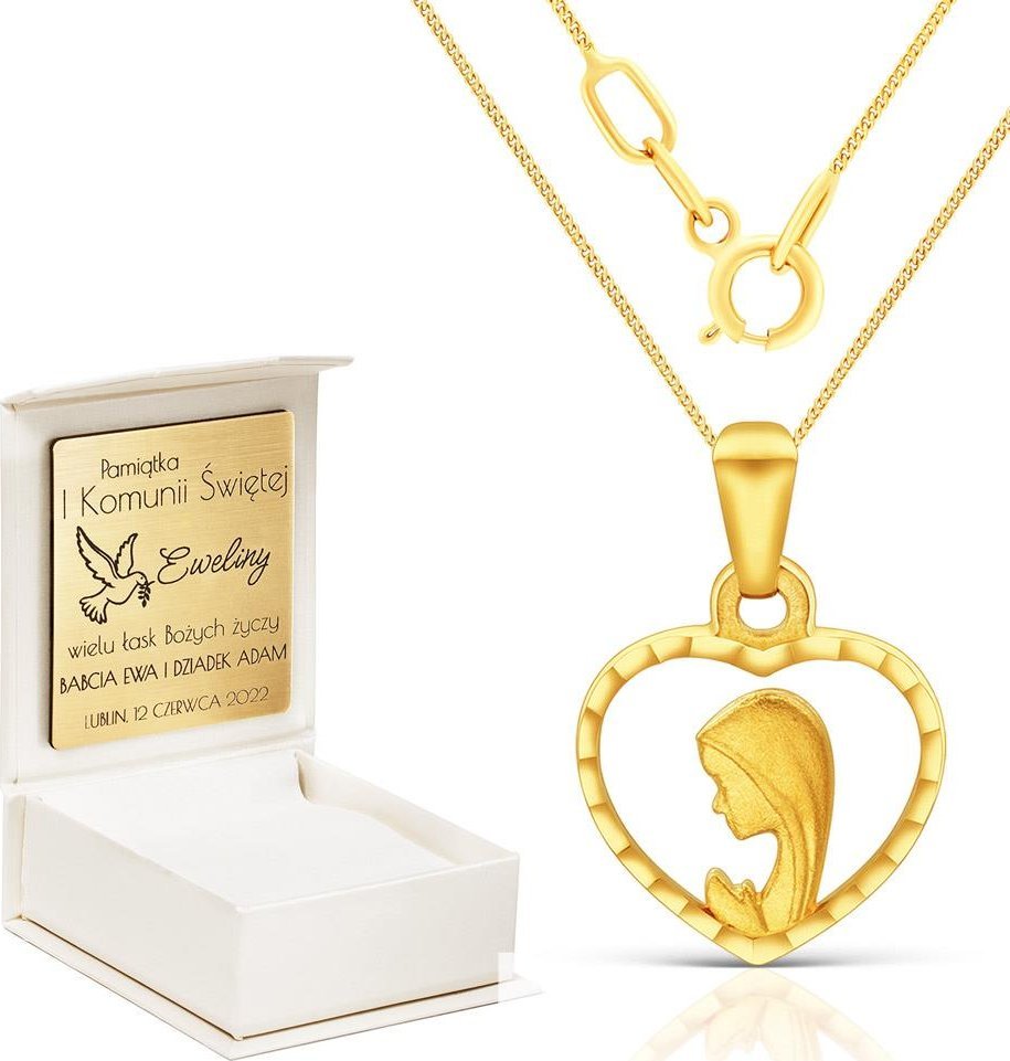 Irbis komplet złotej biżuterii - medalik Matka Boska z łańcuszkiem Uniwersalny