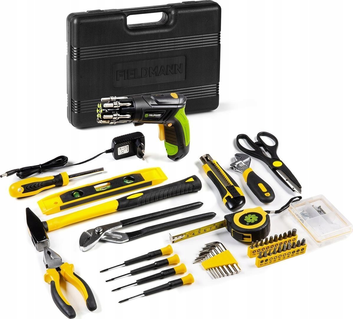 Zestaw narzędzi Fieldmann Zestaw narzędzi z wkrętarką akumulatorową FIELDMANN FDG 5018-108AR 108 szt. + FDS 10102-A
