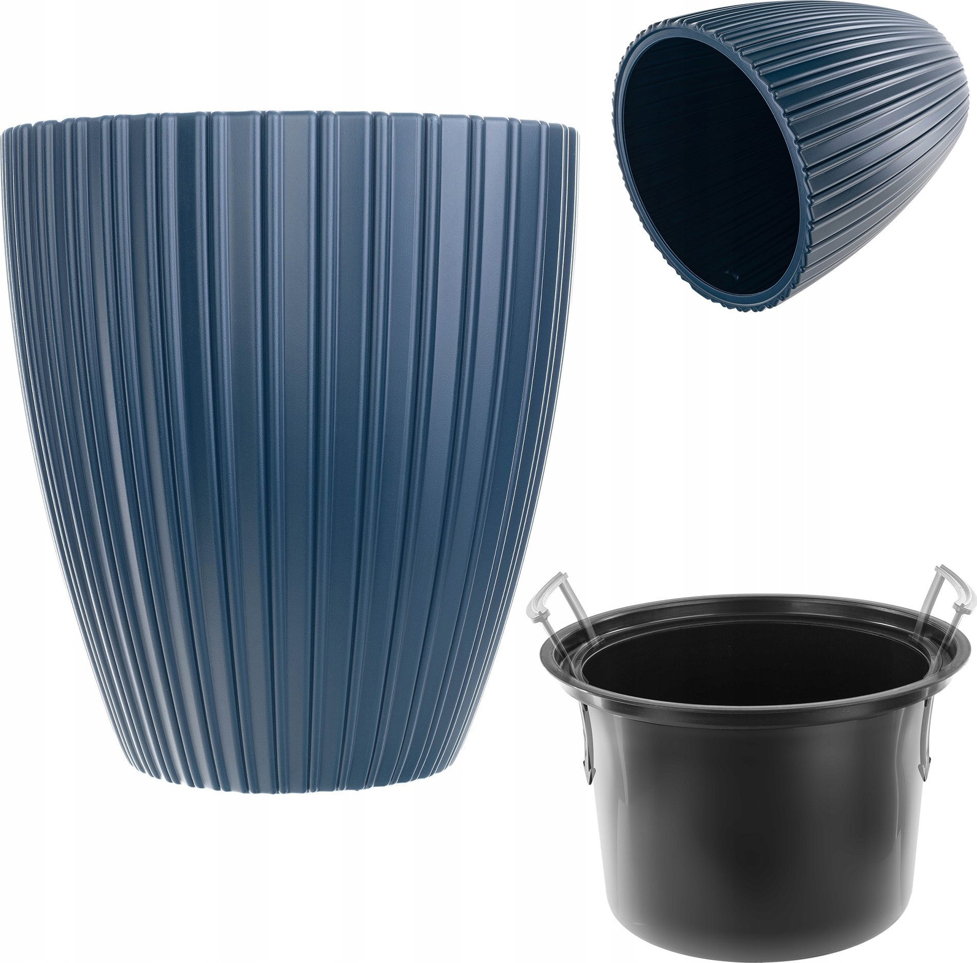 Kadax KADAX Doniczka Donica Na Kwiaty 30cm Osłonka Wkład Kwietnik Plastikowa Niebieska