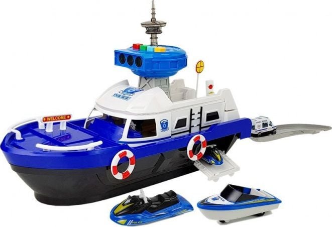 Lean Sport Łódź transportowa policyjna z autkami, z dźwiękiem i światłami