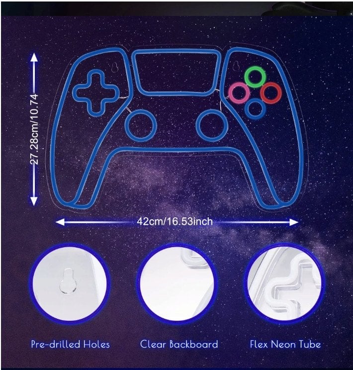 Lampka Neon Pad Joystick Playstation 5 / PS5 / Duża 28cm*42cm