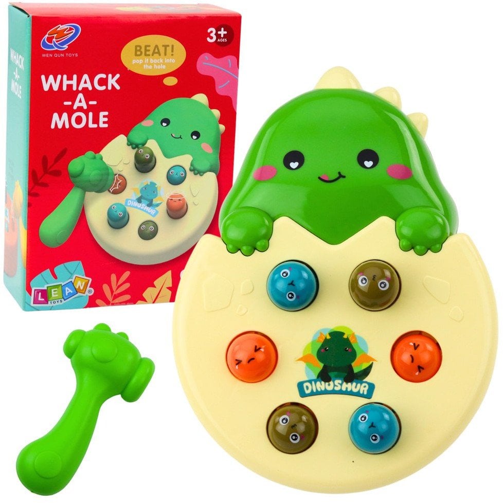 Gra Zrecznościowa Mini Whack A Mole Dinozaur W Jajku Zielony LEAN Toys