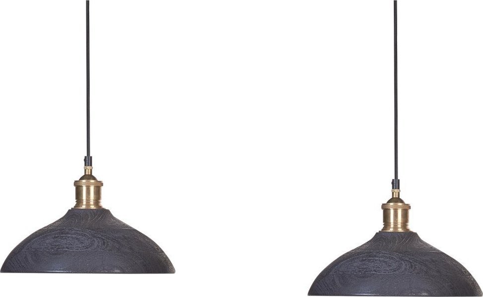Lampa wisząca Beliani Lampa wisząca 2-punktowa drewno mango czarna CHEYYAR
