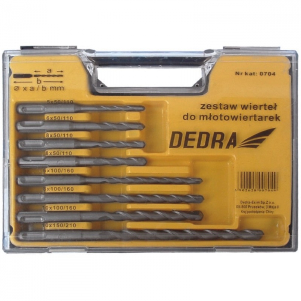 Wiertło Dedra do betonu SDS+ 5 6 10 8mm zestaw (0704)