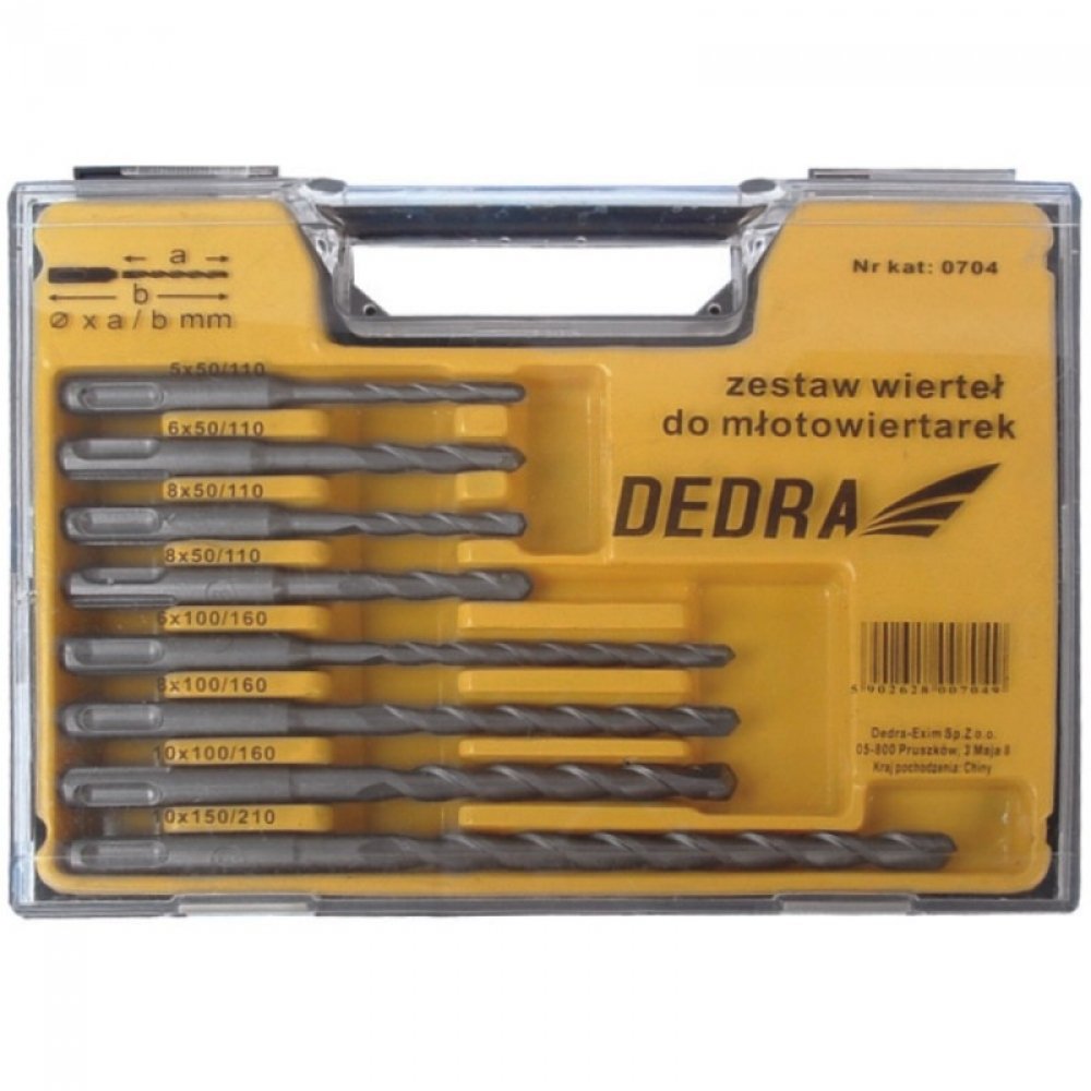 Wiertło Dedra do betonu SDS+ 5 6 10 8mm zestaw (0704)
