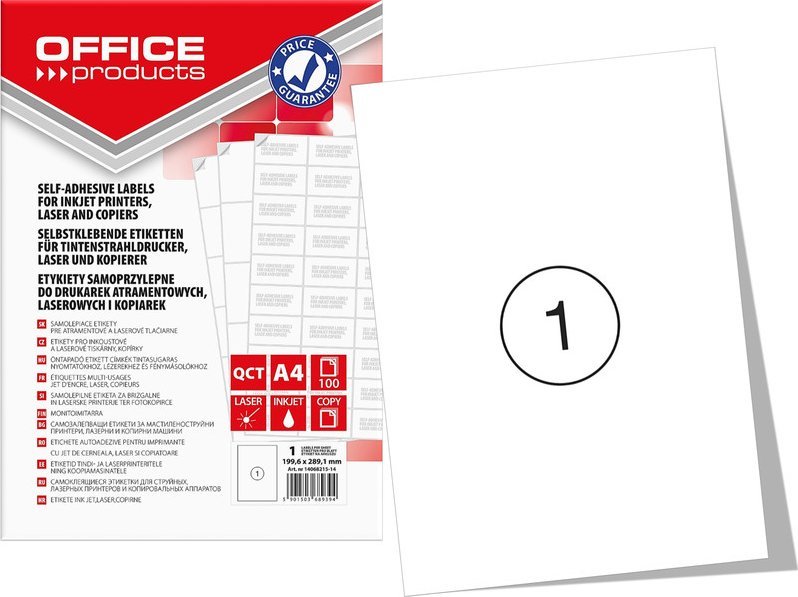 Office Products Etykiety Office Products A4 199.6x289.1mm białe (100)