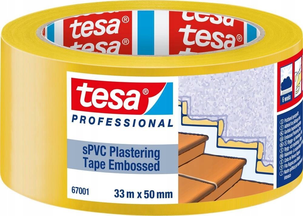 Tesa Tesa Plastering Tape, sPVC 33m x 50mm embossed yellow 67001