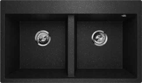 Zlewozmywak Lavello ZLEWOZMYWAK GRANITOWY PODWÓJNY LAVELLO ELLE 2.0 CZARNY POZŁACANY