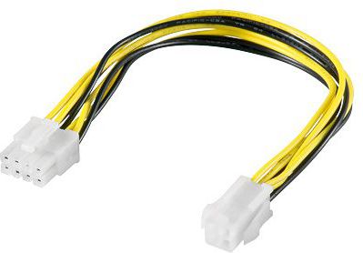 PremiumCord ATX/EPS 4-pin - ATX/EPS 8-pin, 0.24m, Żółty (kn-16)