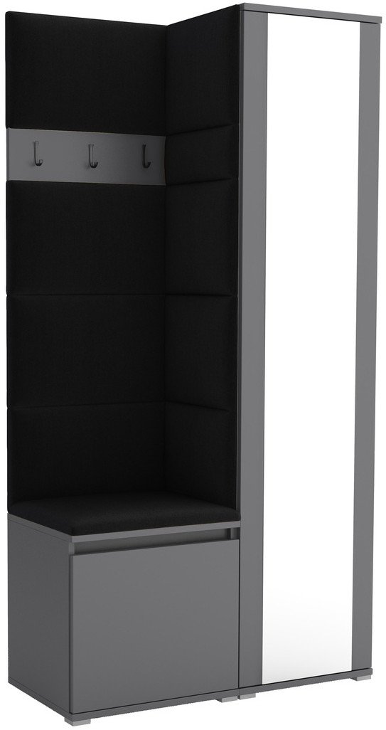 Tapicerowana garderoba Noris VI z lustrem - antracyt + tkanina Trinity 16