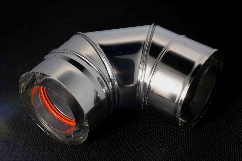 Krzys-Pol Kolano kominowe DN 80/125, 90 st z uszczelką do kotłów kondensacyinychi turbo