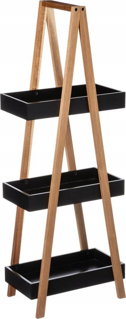 5five Półka łazienkowa 3 poziomy bambus, wieszak łazienkowy, kolor czarny