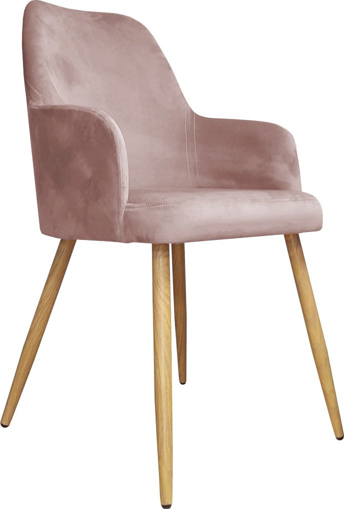 Atos Tapicerowane krzesło WEZERA VELVET różowe z czarnymi nogami do salonu ATOS