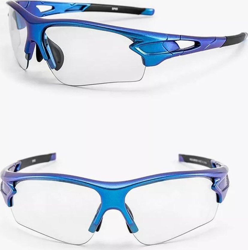 RockBros Okulary rowerowe fotochromowe z filtrem UV 400 niebieskie