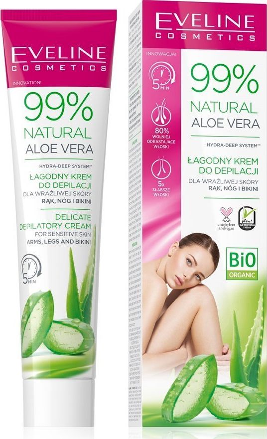 Eveline Eveline 99% Natural Aloe Vera Łagodny Krem do depilacji - skóra wrażliwa 125ml