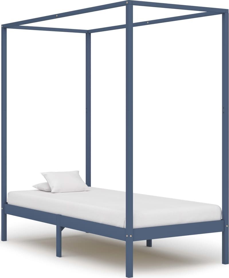 vidaXL Rama łóżka z baldachimem, szara, lita sosna, 100 x 200 cm