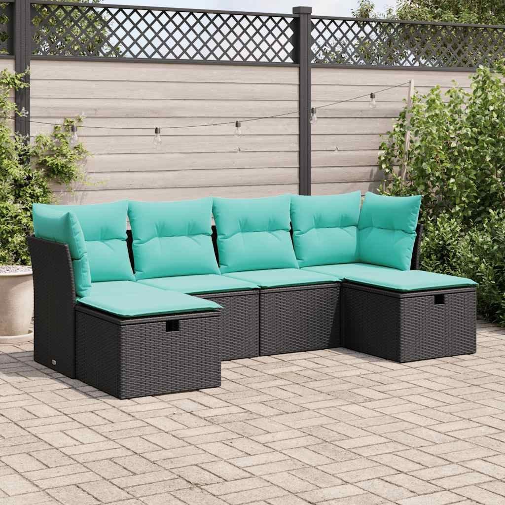 Garden Sofa Set Black and Blue
