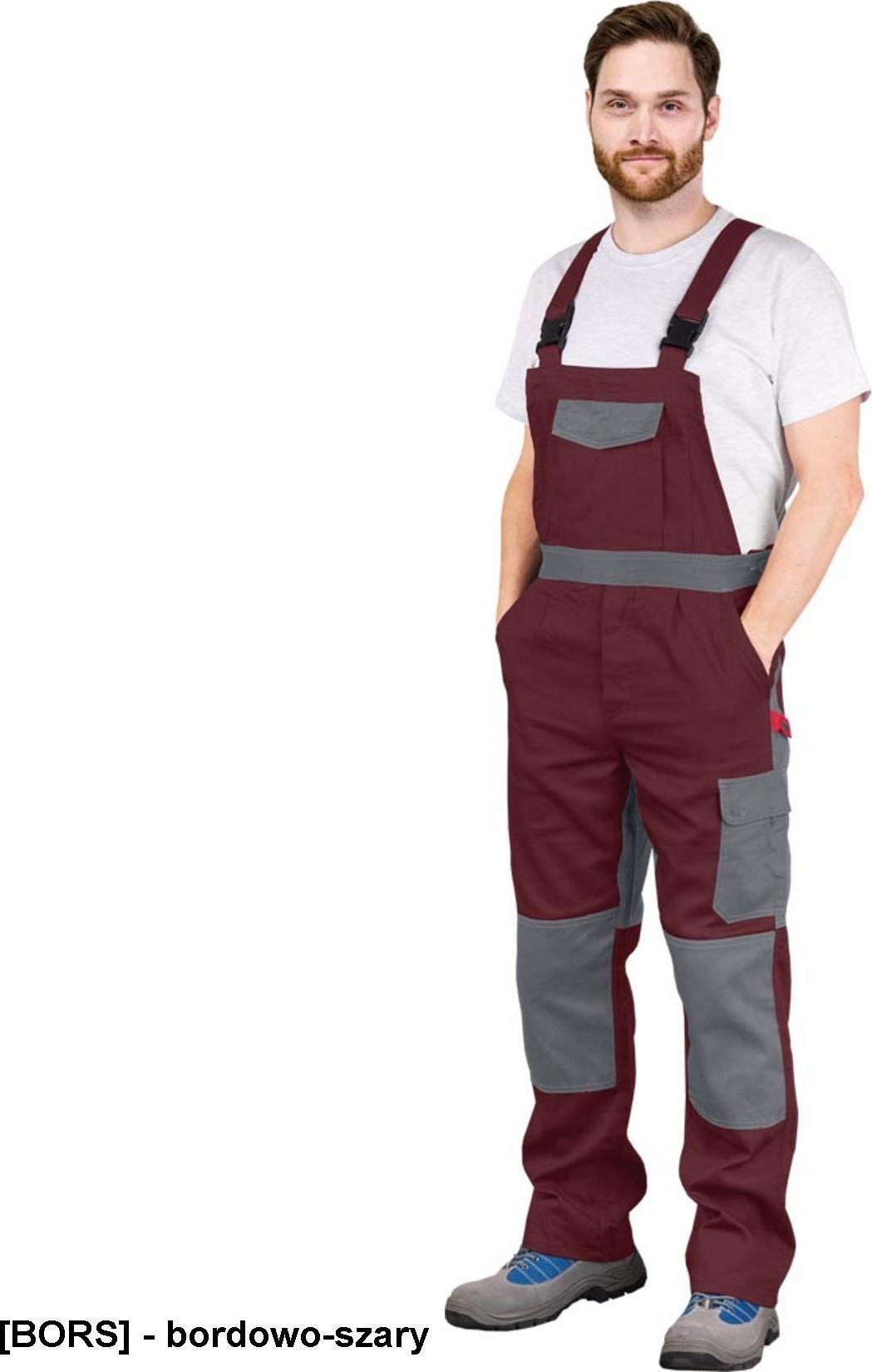 R.E.I.S. BOMULL-B - spodnie ochronne ogrodniczki 100% BAWEŁNY - czarno-szary 60