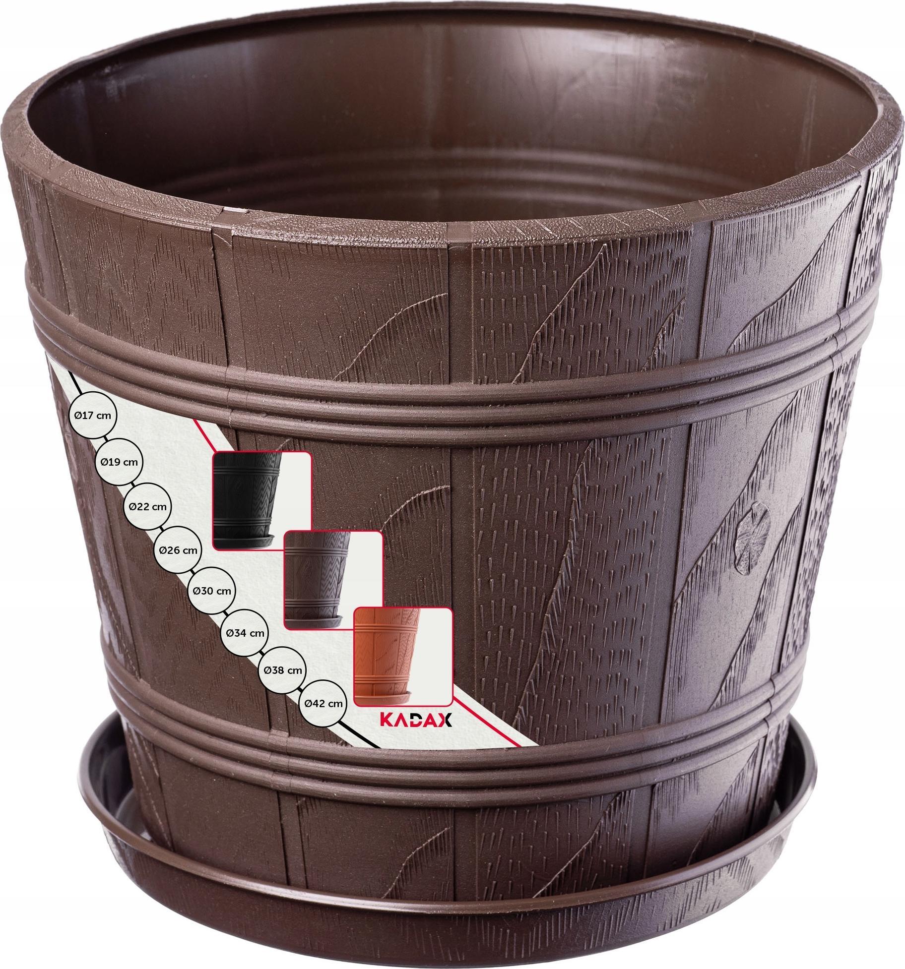 Kadax DONICZKA OSŁONKA Z PODSTAWKĄ DONICA BRĄZOWA 26cm