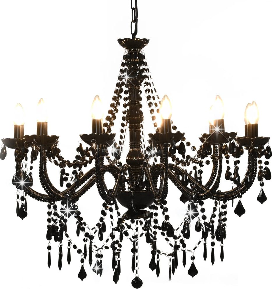 Lampa wisząca Lumes Czarny świecznikowy żyrandol kryształowy - EX99-Antos