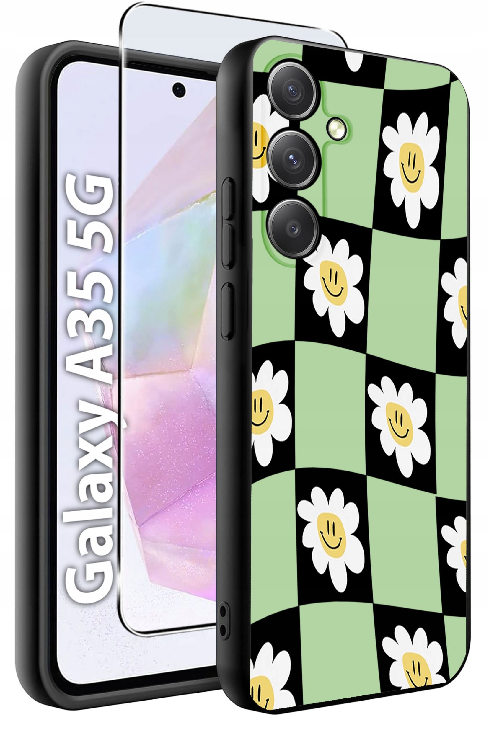 ETUI do Samsung A35 5G WZORY | SILIKONOWE MATT CASE + SZKŁO HARTOWANE 9H