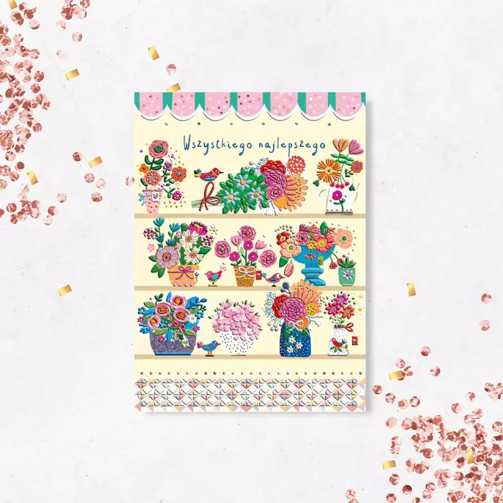 Karnet B6 Imieniny - Witryna kwiaciarni