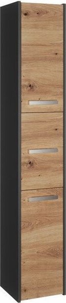 Topeshop Szafka łazienkowa, słupek, 30x30x170 cm, antracyt, dąb artisan