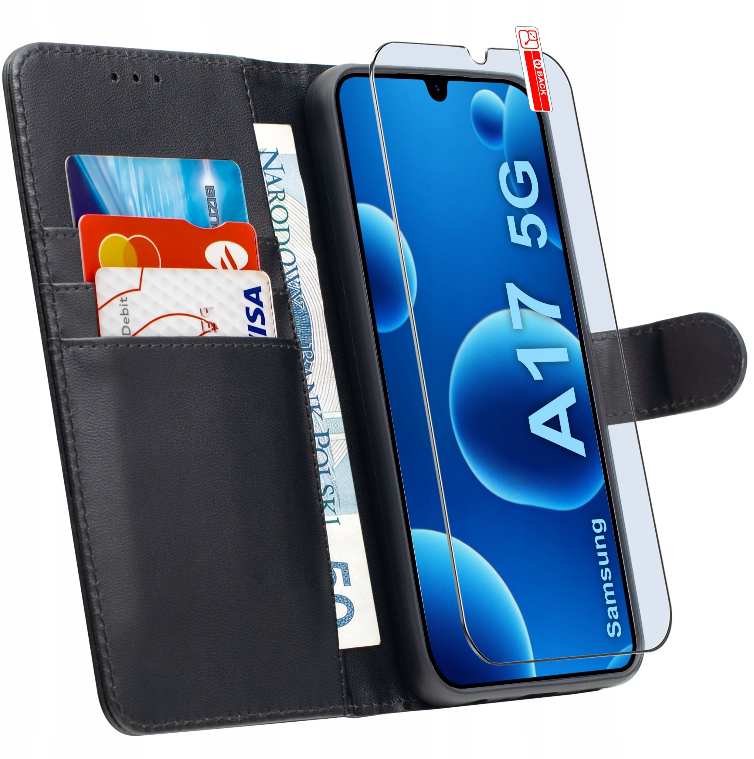 ETUI z klapką do Samsung A17 5G Zamykane Magnetyczne + SZKŁO