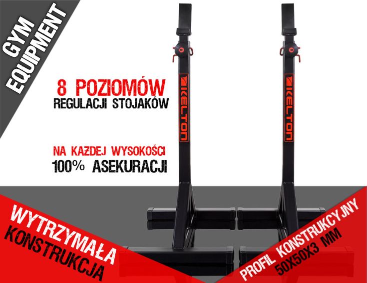 KELTON Stojaki na sztangę do wyciskania para PS1 GYM EQUIPMENT czarne