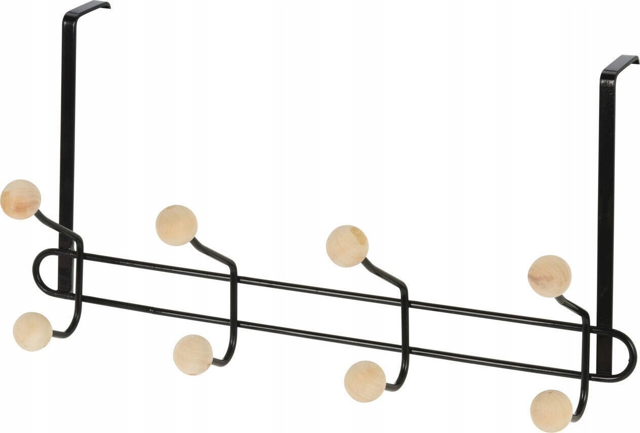 Storage Solutions Wieszak na drzwi, metalowy, z drewnianymi gałkami, 40 x 22 x 10 cm