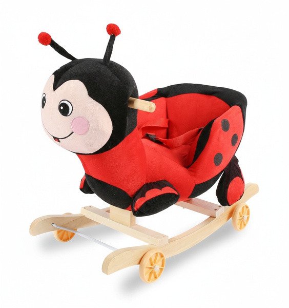 Pluszowy Bujaczek BIEDRONKA na biegunach 2w1 Bujak Jeździk Płozy, Kółka