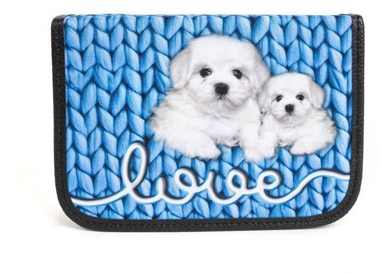 Piórnik z 2 klapkami Love niebieski