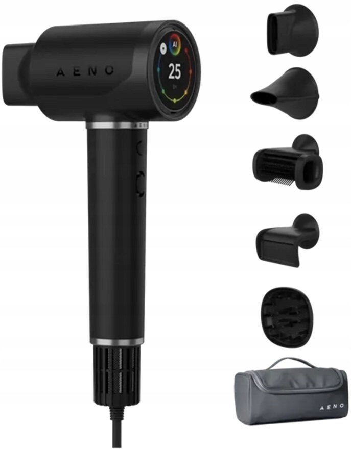 AENO HD5 Suszarka do włosów AI LCD dotykowy Czujnik 110000 RPM 67dB 1500 W Czarna