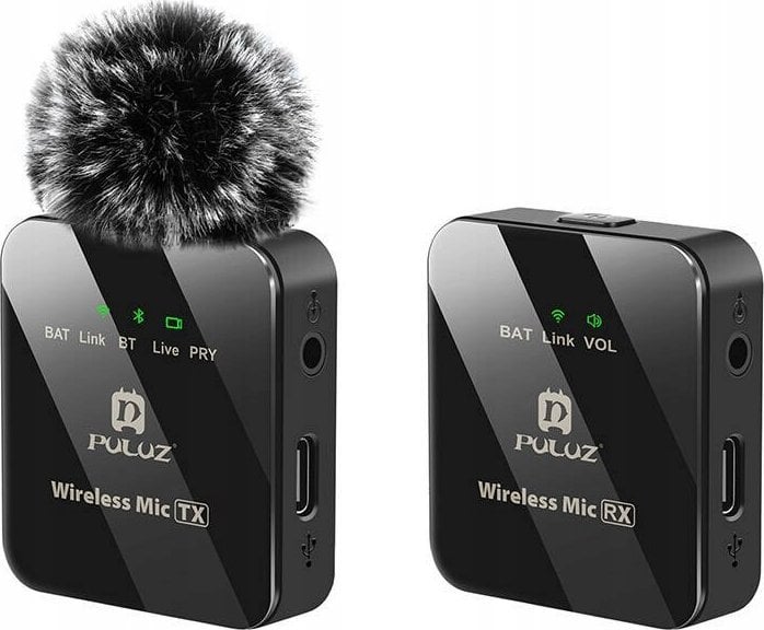Mikrofon Puluz Bezprzewodowy mikrofon krawatowy PULUZ 1 TX + 1 RX