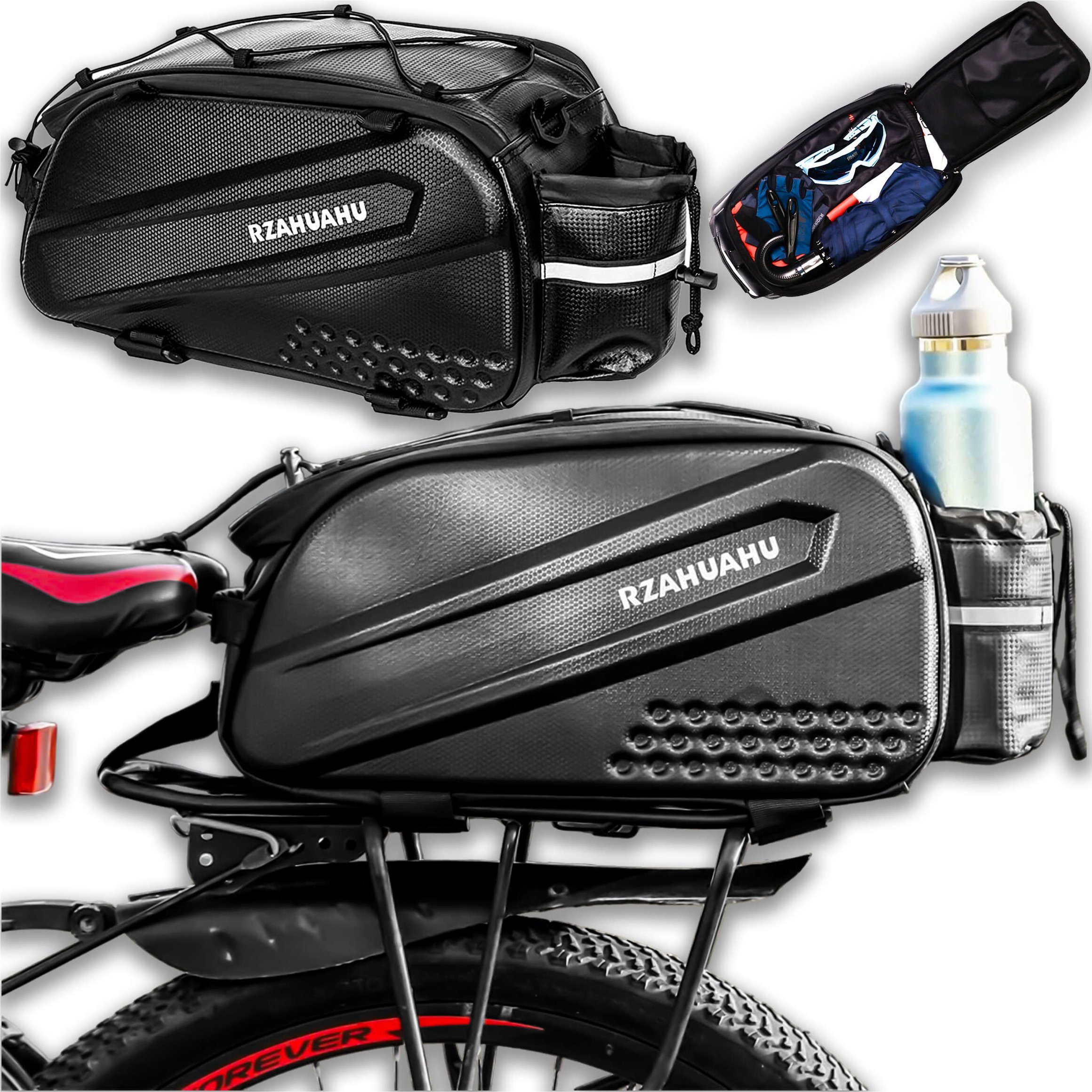 4kom.pl Torba sakwa rowerowa na bagażnik rower tył kufer 12l tylna czarna