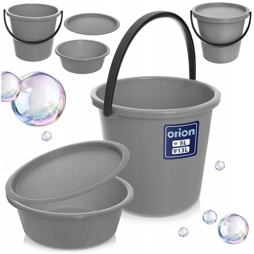 Wiadro z miską i pokrywką 5 / 13l 3 el.