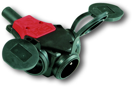 PCE Rozgałęźnik 1F potrójny Taurus 10/16A IP44 gumowy czarny 24311-SW