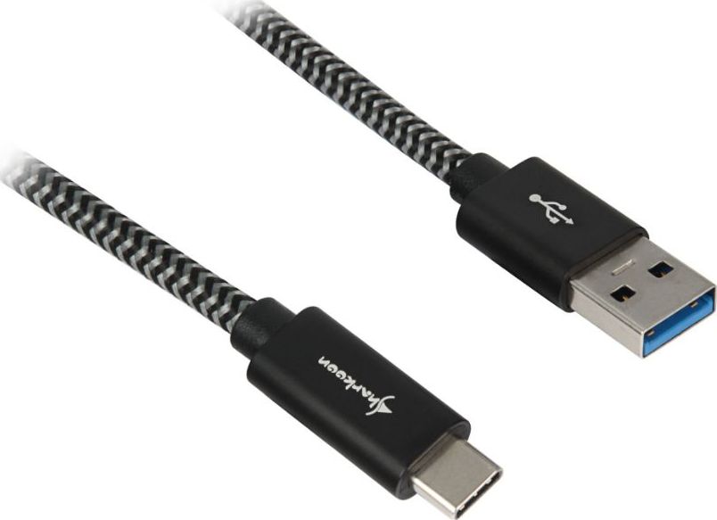 Kabel USB Sharkoon USB-A - USB-C 1 m Czarny (4044951027040)