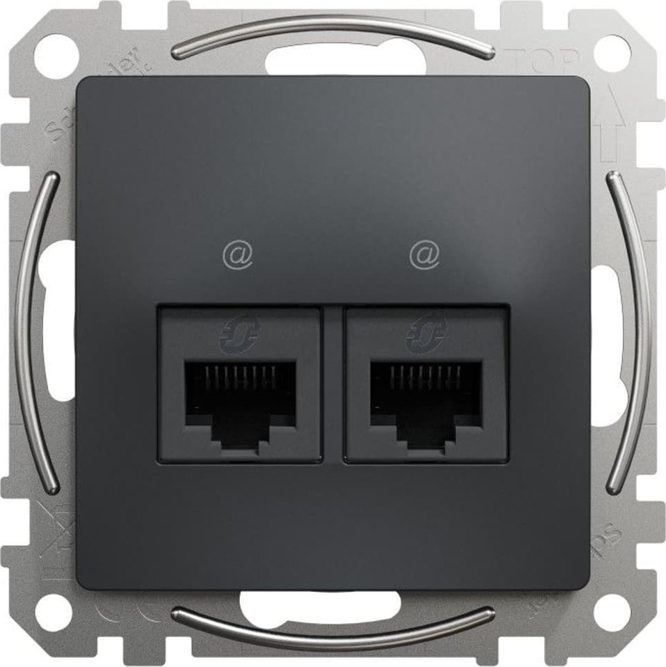 Schneider Electric Sedna Design Gniazdo komputerowe 2xRJ45 kat.5e UTP czarny antracyt SDD114452