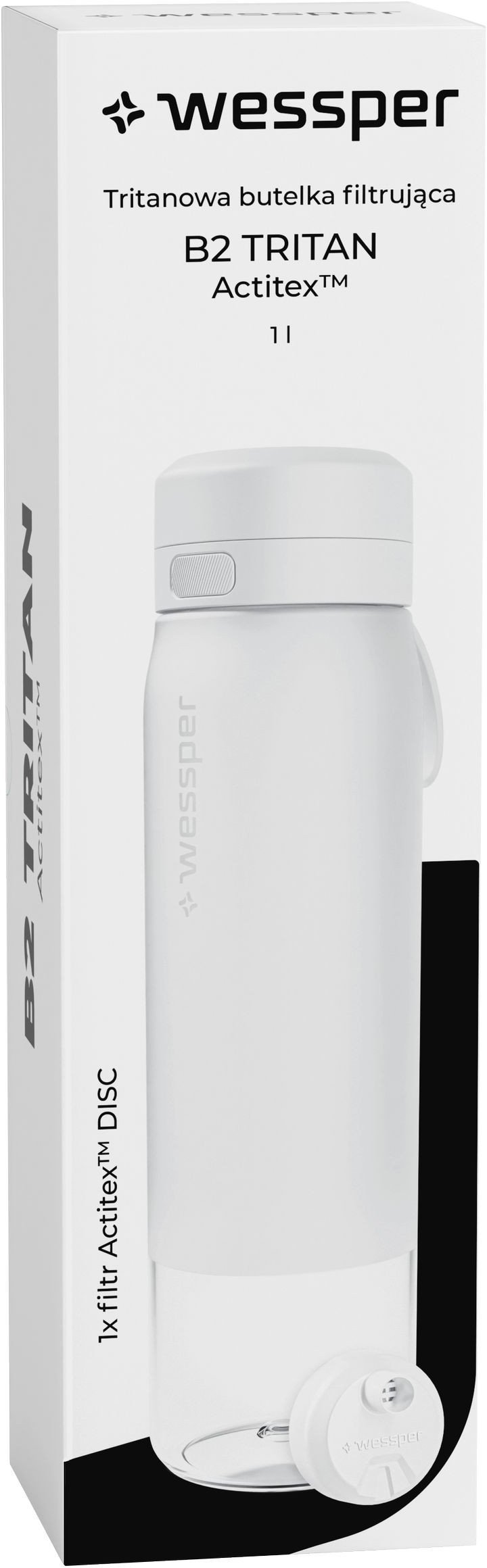Butelka filtrująca Wessper B2 TRITAN Actitex™ 1000ml White (WES273-1000-WH_K)