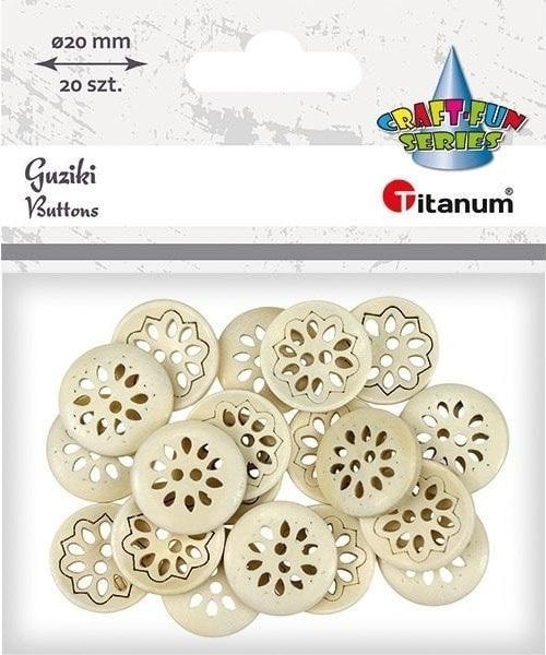 Guziki drewniane ażurowy kwiat 20mm 20szt