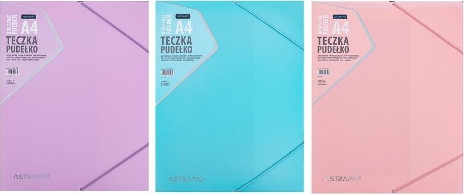 Teczka-pudełko z gumką PP pastel mix ASTRA