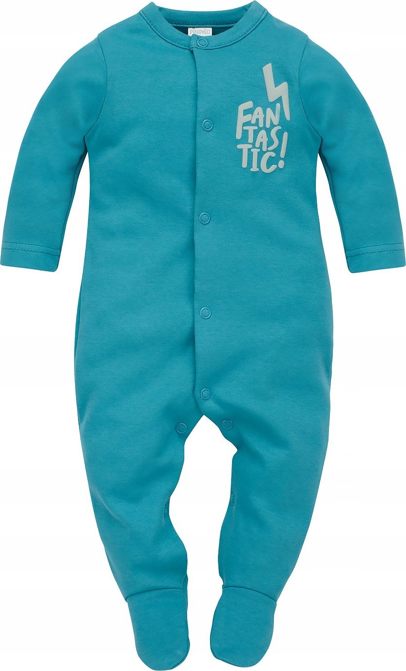 PINOKIO Pajac niemowlęcy turkus dla chłopca wyprawka Pinokio Orange Filip 68